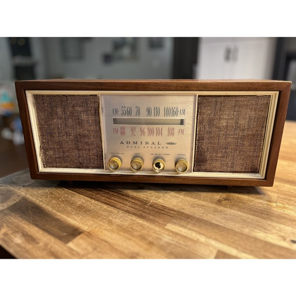 Admiral Other - Vintage Antique Admiral  Radio Wood Dual Speaker Y3921 Working But Could Use TLC